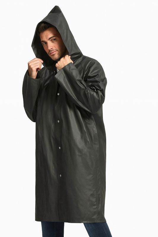 Portable Black EVA Raincoat One Size Waterproof Outdoor Jacket