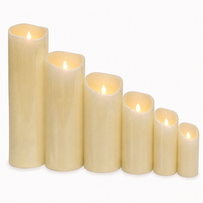 Da by 12-Pack Wax Flameless LED Taper Candles in 6 Sizes with Remote Control