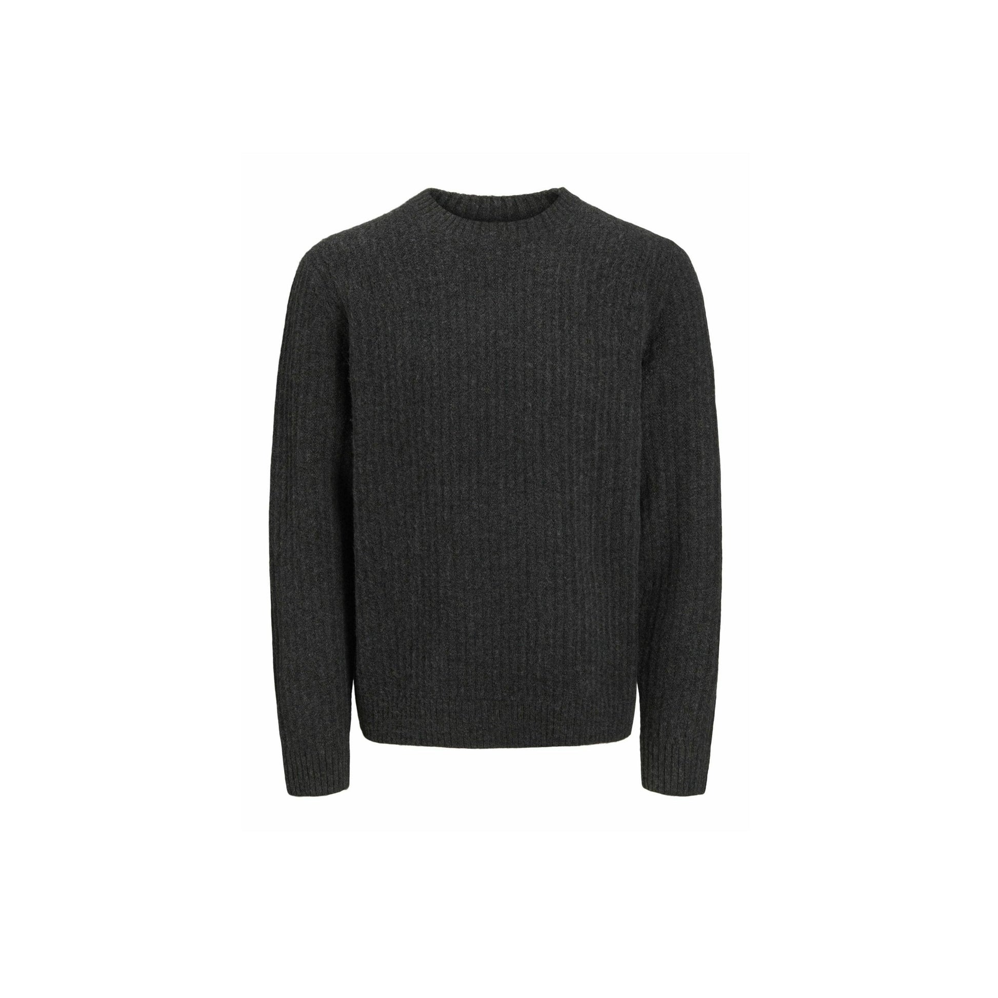 Jack & Jones PREMIUM Men's Dark Grey Melange Knit Crew Neck Jumper