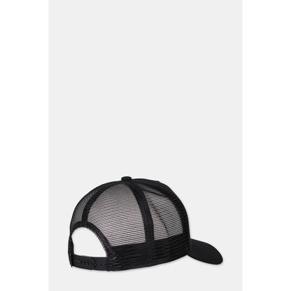Men's Djinn's Black Patterned Mesh Trucker Hat with Front Patch Detail