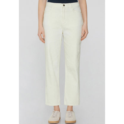 Tezenis Women's White Straight Leg Denim Jeans with Pockets and Belt Loops