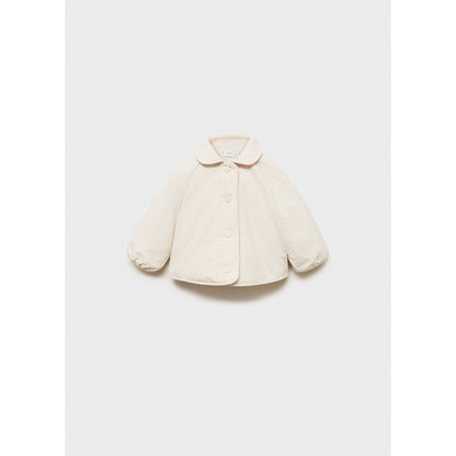 MANGO Cozy Newborn Quilted Baby-Collar Coat with Elastic Cuffs & Front Buttons