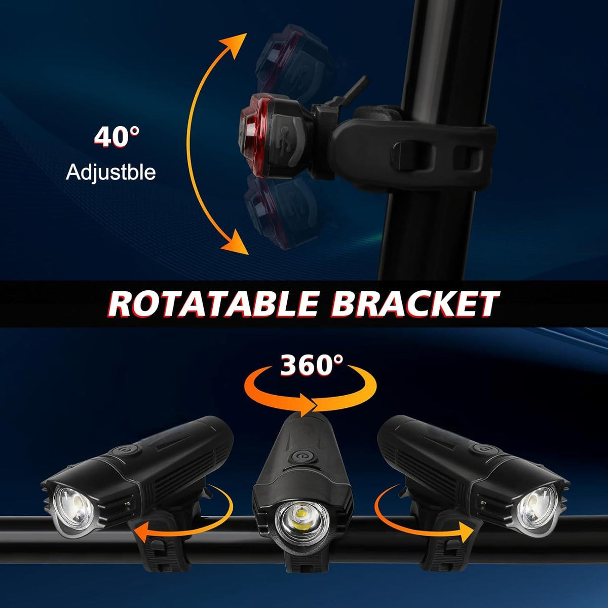 ECM USB Rechargeable Front and Tail Bike Light Set