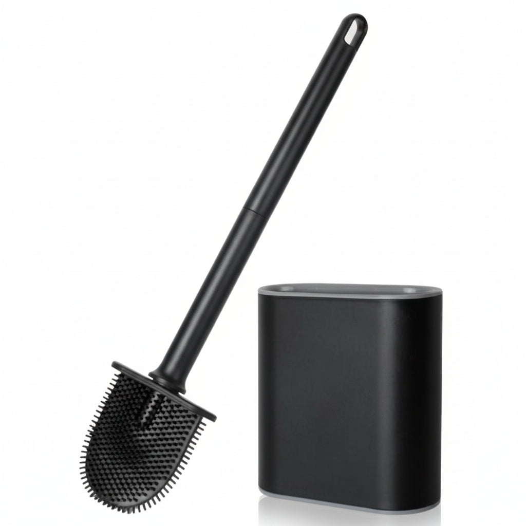 AiQInu Silicone Toilet Brush – Long Anti‑Slip Handle with Flexible Bristles