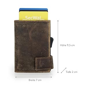SecWal Modern Leather RFID Card Case with Coin Pocket