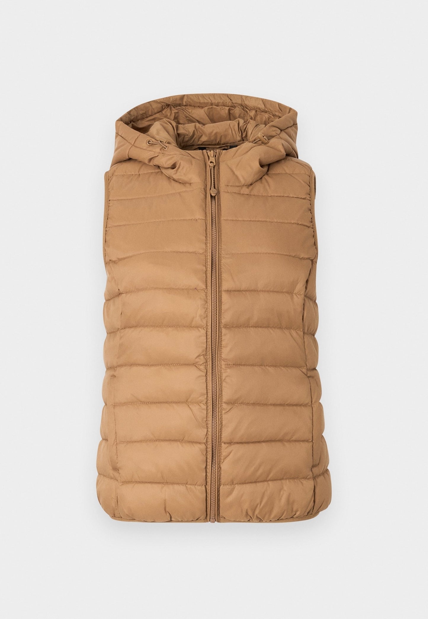 ONLY Pre-owned Camel Hooded Puffer Waistcoat – Stylish Warm Sleeveless Vest