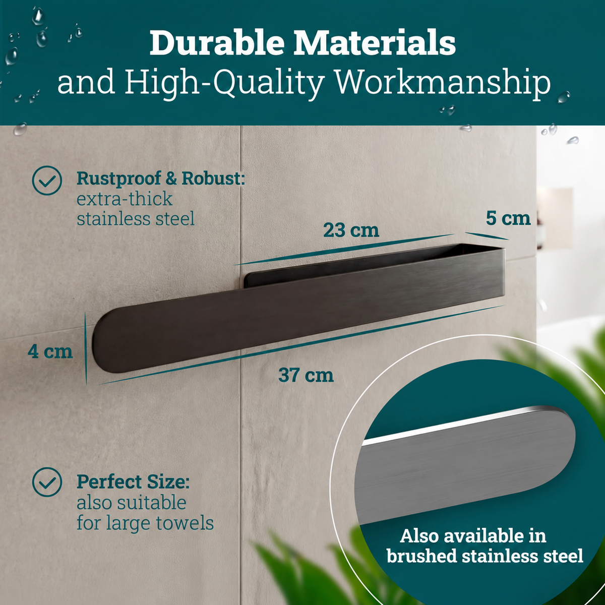 husman Self-Adhesive Towel Rail Matte 37cm