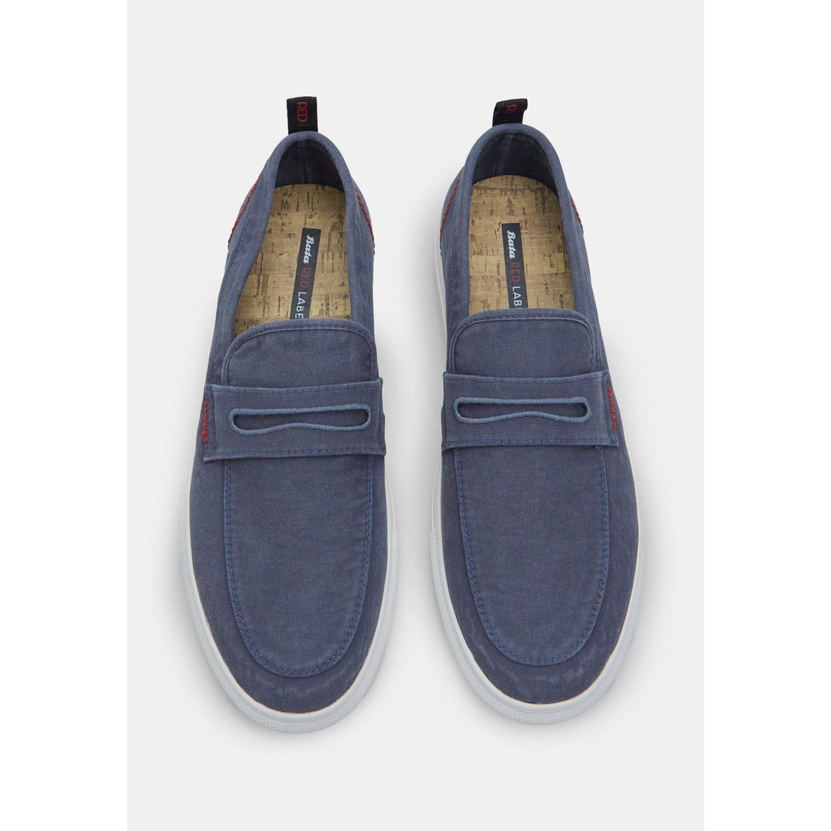 Bata Men's Classic Blue Canvas Slip-On Shoes - Comfortable, Easy Wear Loafers