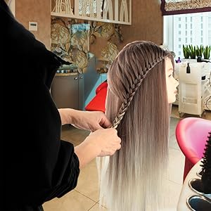 DanseeMeibr 26-28 Inch High Temp Fiber Hair Mannequin Styling Practice Head