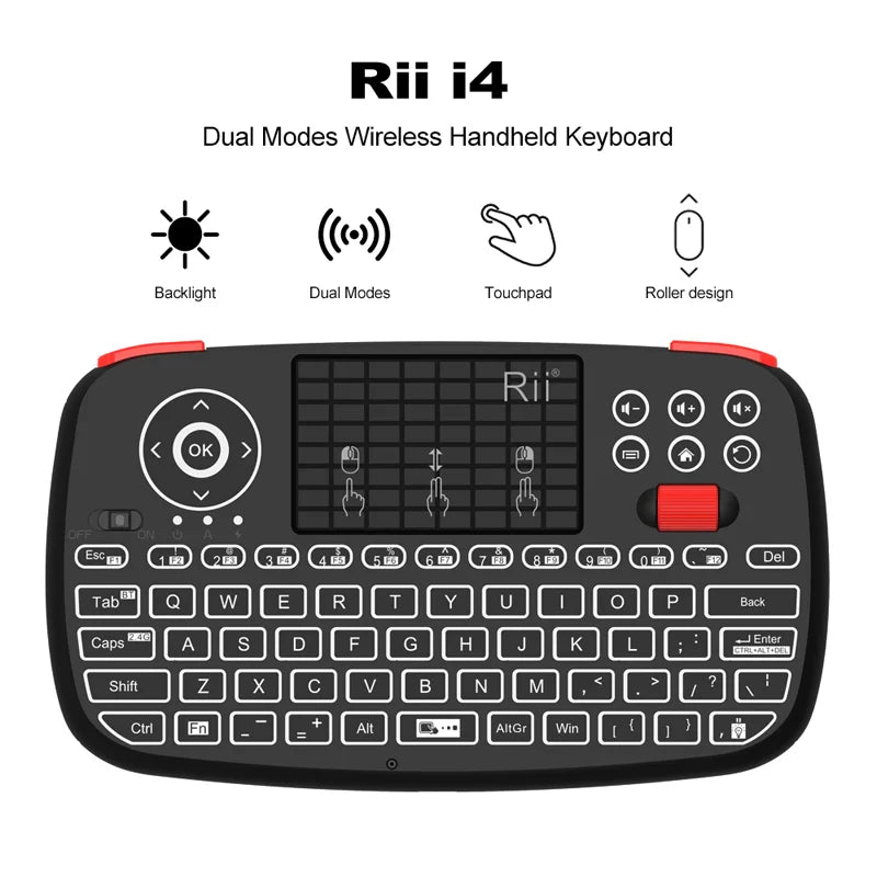 Rii i4 Dual Mode Wireless Multimedia Keyboard with Touchpad