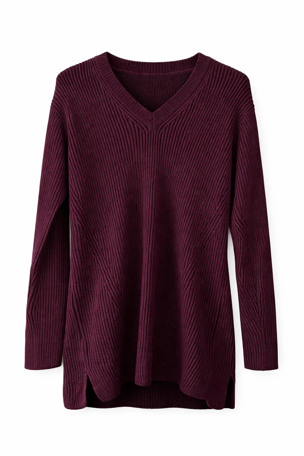 Lands' End Cotton Ribbed Knit V-Neck Jumper Dress - Gomix Brands Outlet
