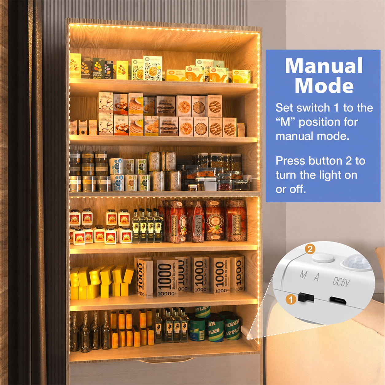 WOBANE CL13-2700 LED Strip Light with Motion Sensor Rechargeable USB
