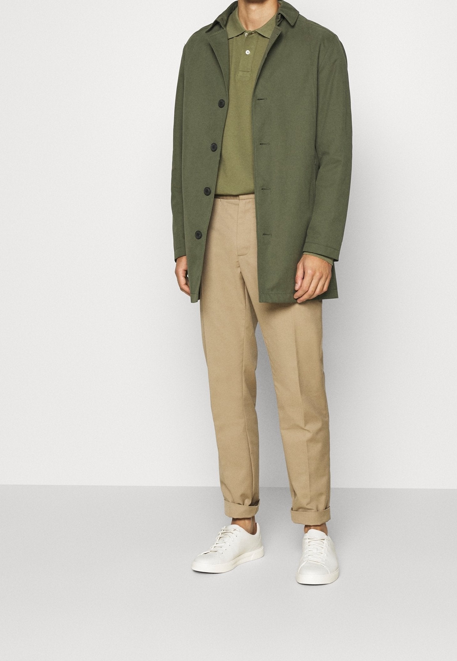 United Colors of Benetton Men's Dark Green Cotton Piqué Long Sleeve Polo