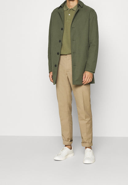 United Colors of Benetton Men's Dark Green Cotton Piqué Long Sleeve Polo