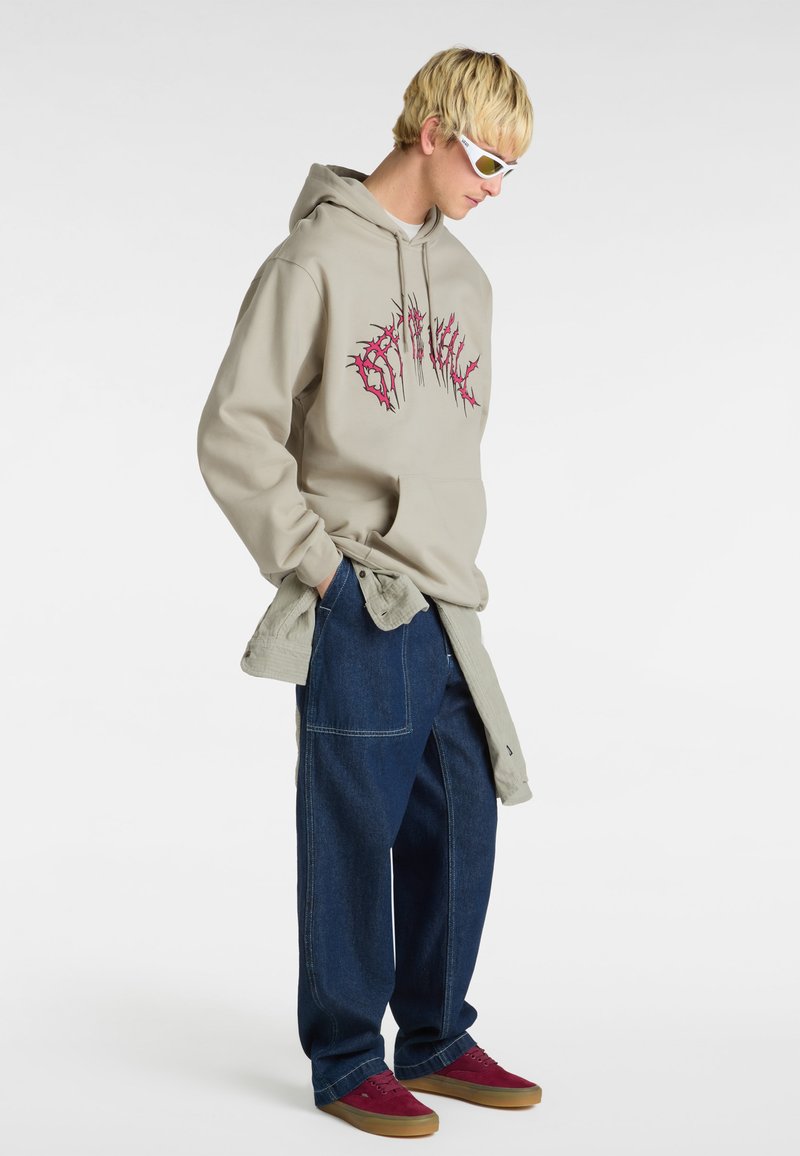 Vans Men's Metal Arch Hoodie, London Fog Beige, Embroidered Cotton