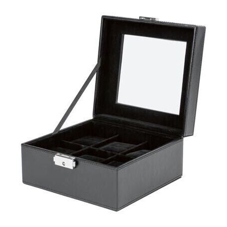 Auriol Square Watch Box Faux Leather Velvet, 2 Keys