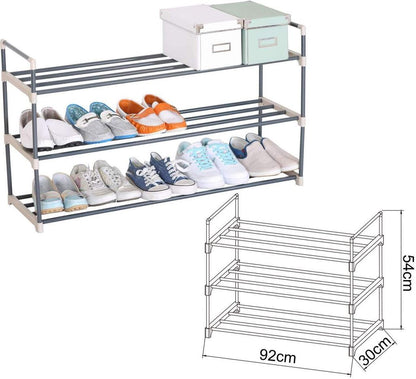 WOLTU Beige 3‑Tier Shoe Rack – Sturdy Steel‑Plastic Organizer for Up to 15 Pairs