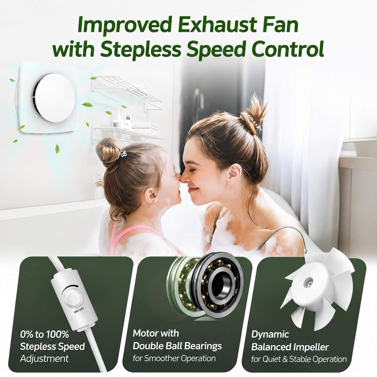 BUMSOU P113E Bathroom Exhaust Fan 100 mm