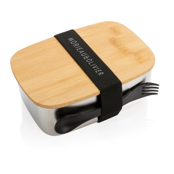 Premium Stainless Steel Lunchbox with Bamboo Lid & Spork for Healthy Meals