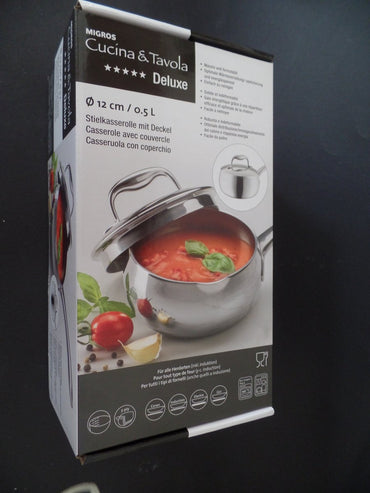 Migros Stainless Steel Saucepan with Lid - All Heat Sources, Dishwasher Safe