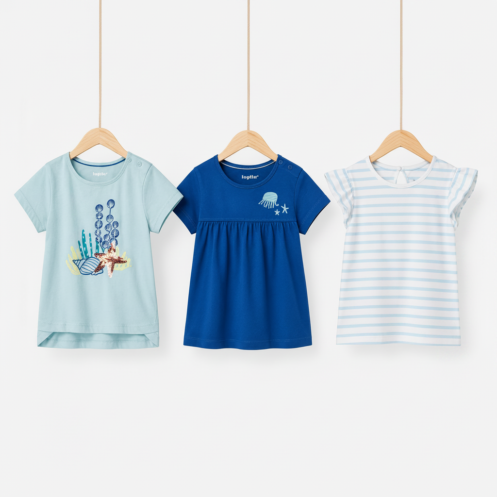 lupilu Girls' T-Shirt 3‑Pack 100% Cotton