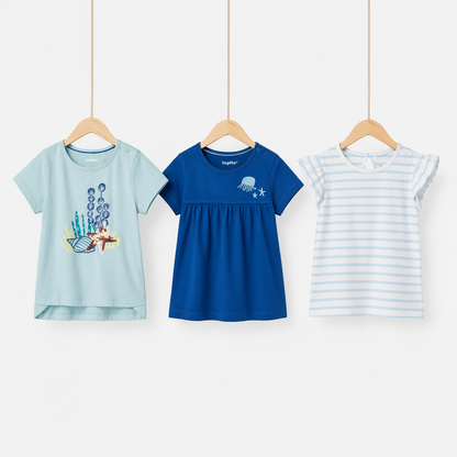 lupilu Girls' T-Shirt 3‑Pack 100% Cotton