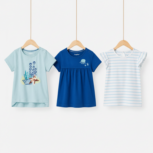 lupilu Girls' T-Shirt 3‑Pack 100% Cotton