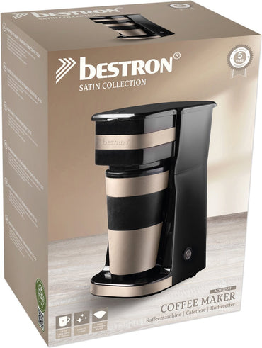 Bestron Compact 750W Coffee Maker with Thermos Cup for Camping