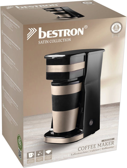 Bestron Compact 750W Coffee Maker with Thermos Cup for Camping