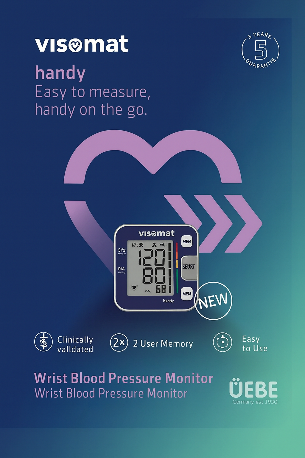 Visomat Handy Digital Wrist Blood Pressure Monitor - Accurate, Portable, & Easy-to-Use