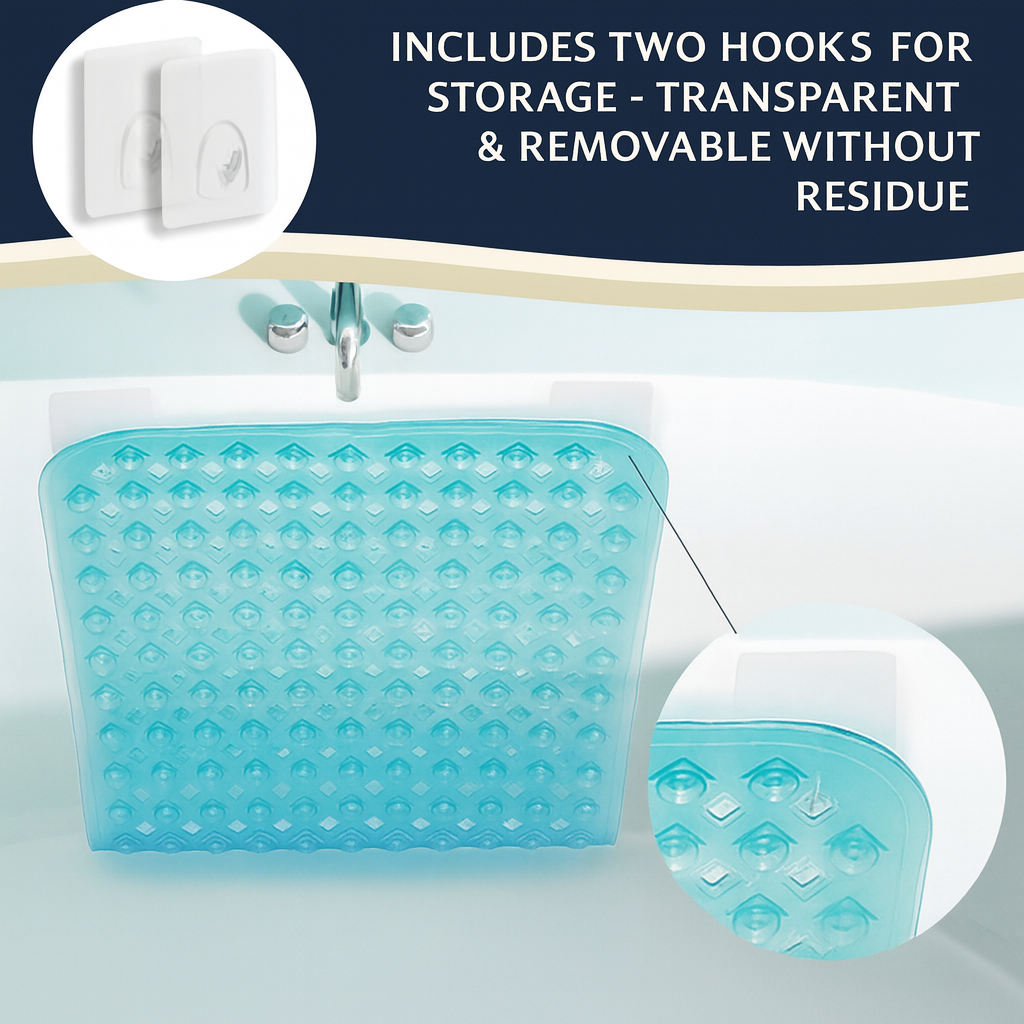 Homerella Antislip Bath Mat 88x39cm with Hanging Hook – BPA-Free