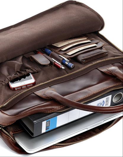SID & VAIN Ryan XL Premium Leather Laptop Briefcase