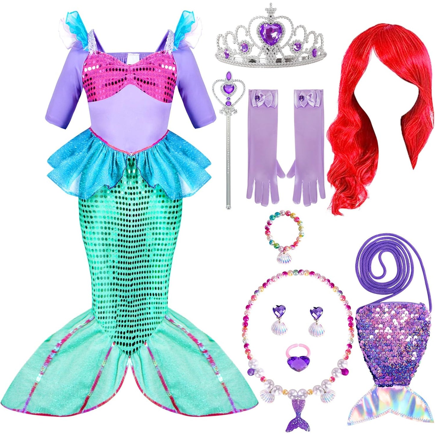Spooktacular Creations Mermaid Costume for Girls with Wig and Headband