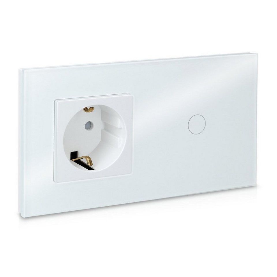 Navaris Smart Touch Wall Light Switch with Integrated Schuko Power Socket