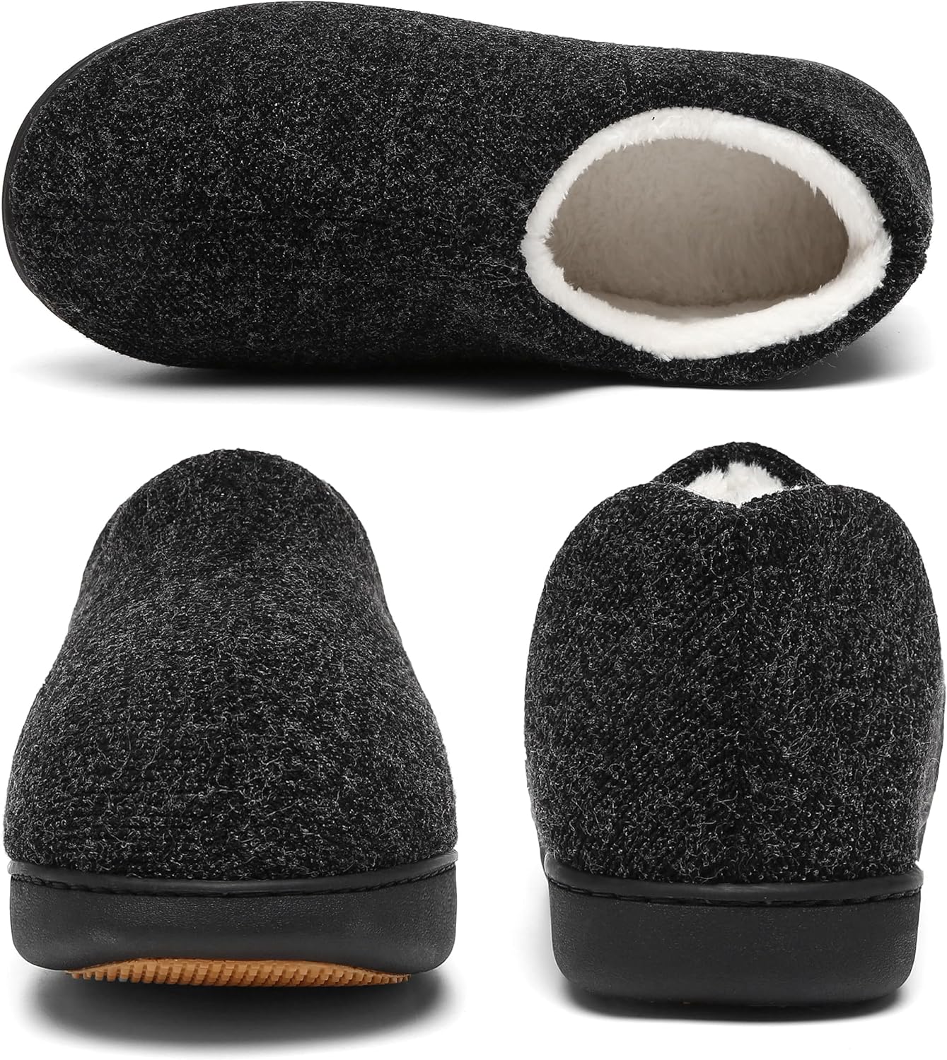 Mishansha Men's Winter Slippers – Warm Black Indoor Shoes