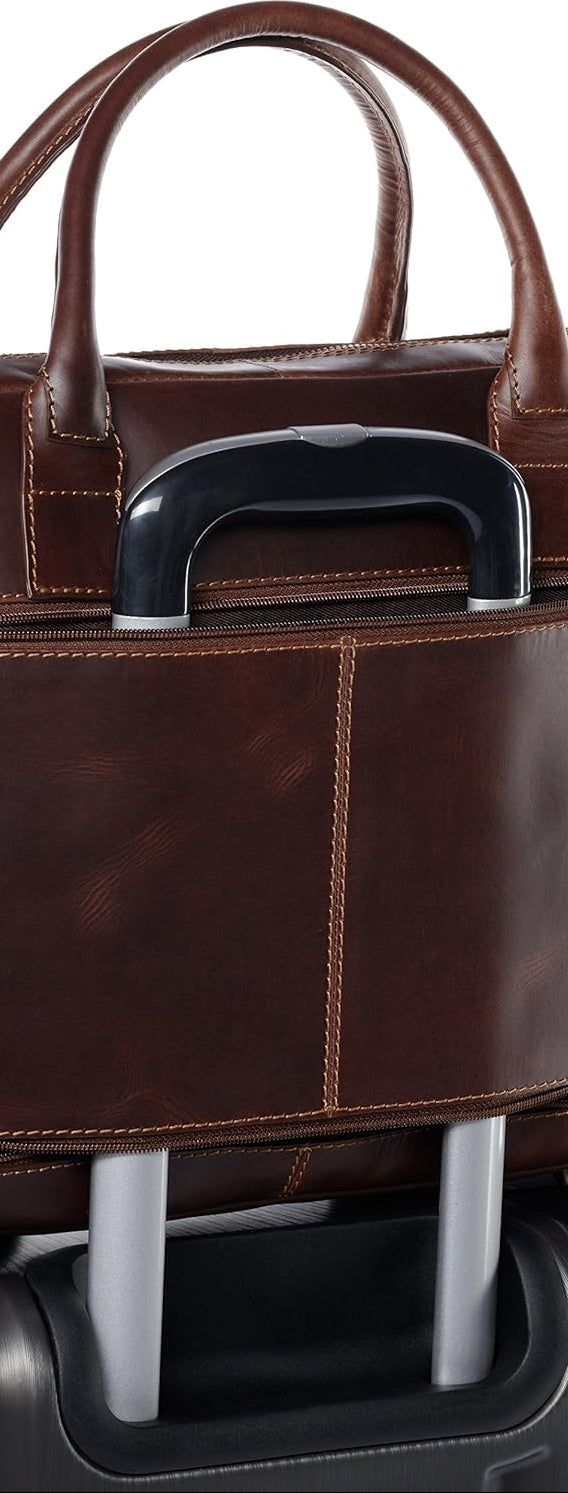 SID & VAIN Ryan XL Premium Leather Laptop Briefcase