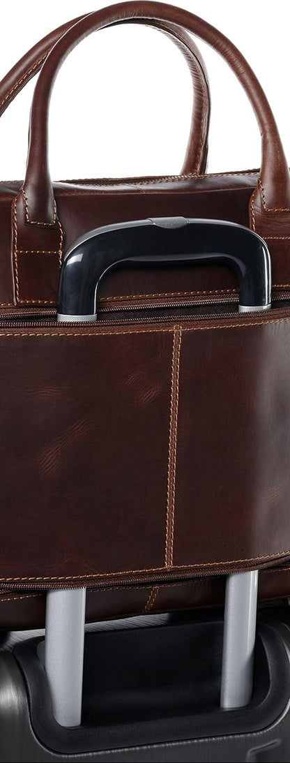 SID & VAIN Ryan XL Premium Leather Laptop Briefcase