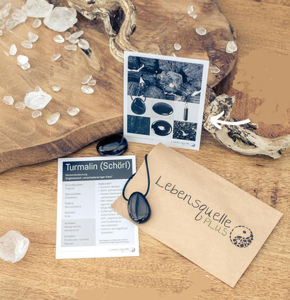 Black Tourmaline Drop Pendant with Adjustable Cotton Cord – Healing Stone