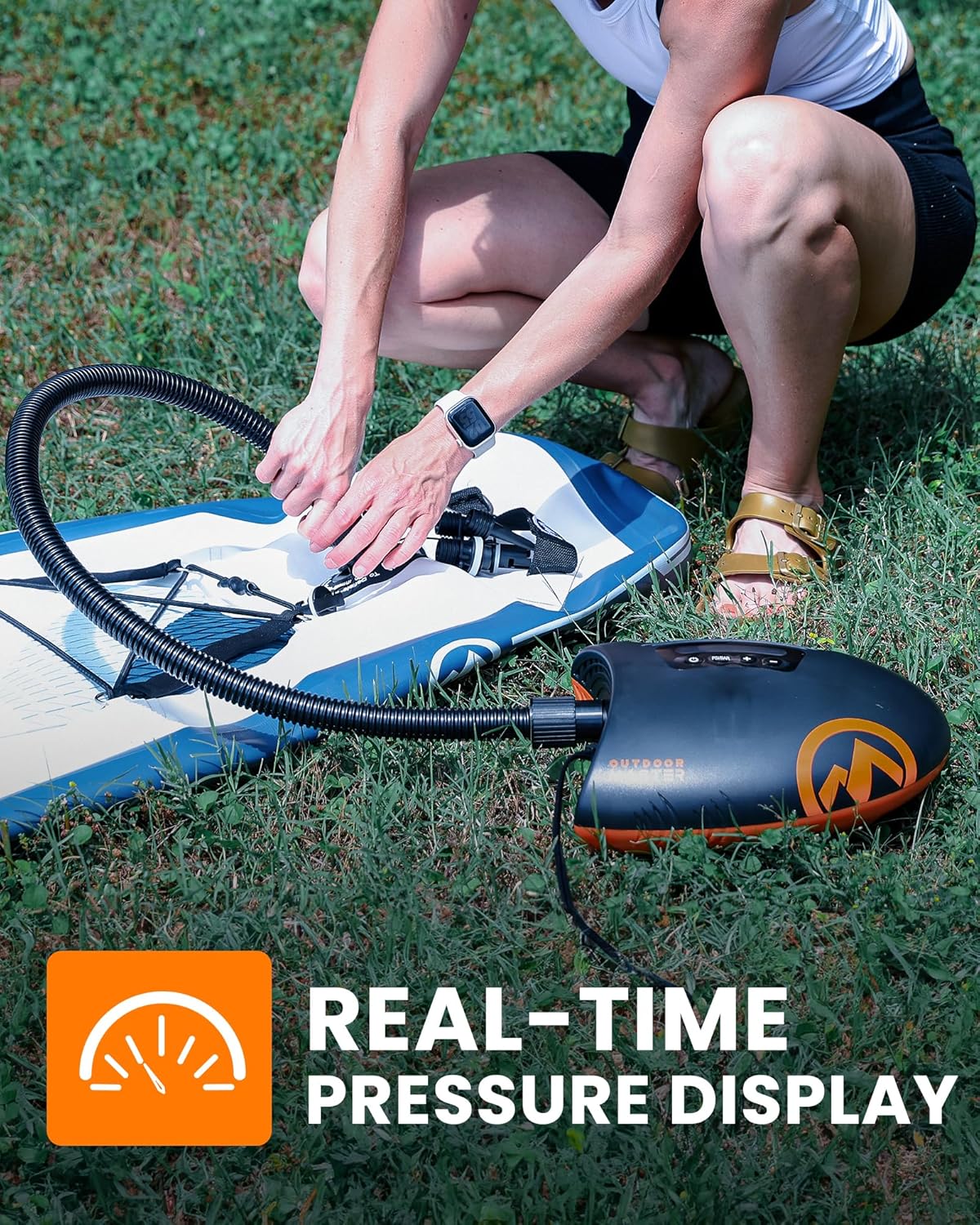OutdoorMaster 20PSI High Pressure Electric SUP Pump with Auto-Off Deflation
