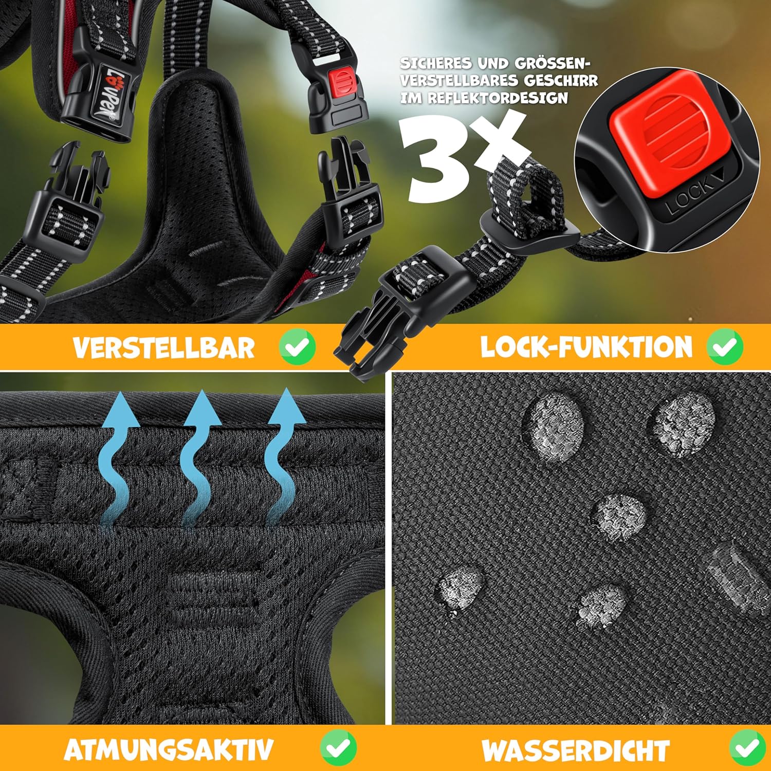 LOVPET No-Pull Dog Harness: Soft, Breathable, Reflective Vest with Pouch
