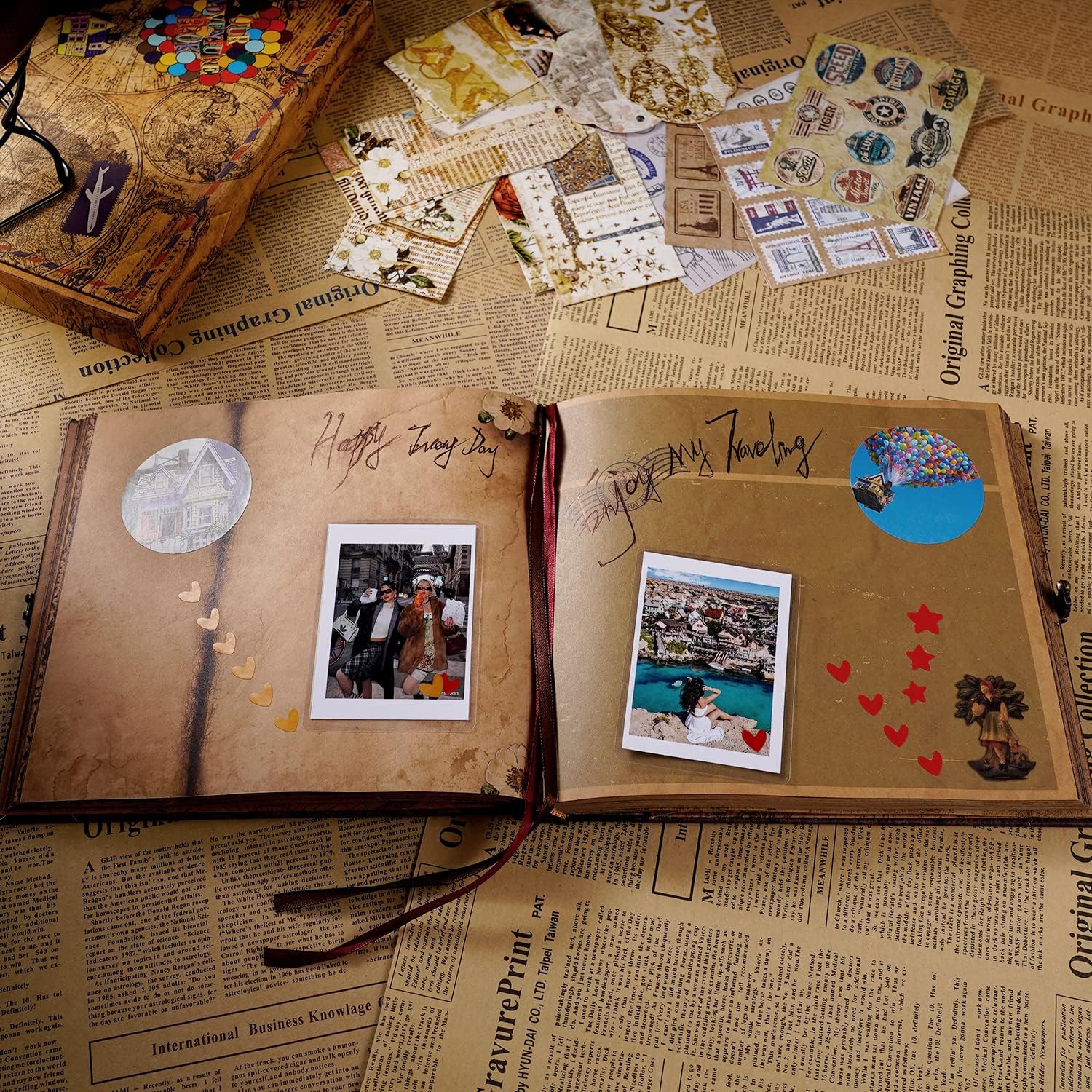 JIMBON Our Adventure Book: Retro Photo Album Scrapbook for Couple Memories
