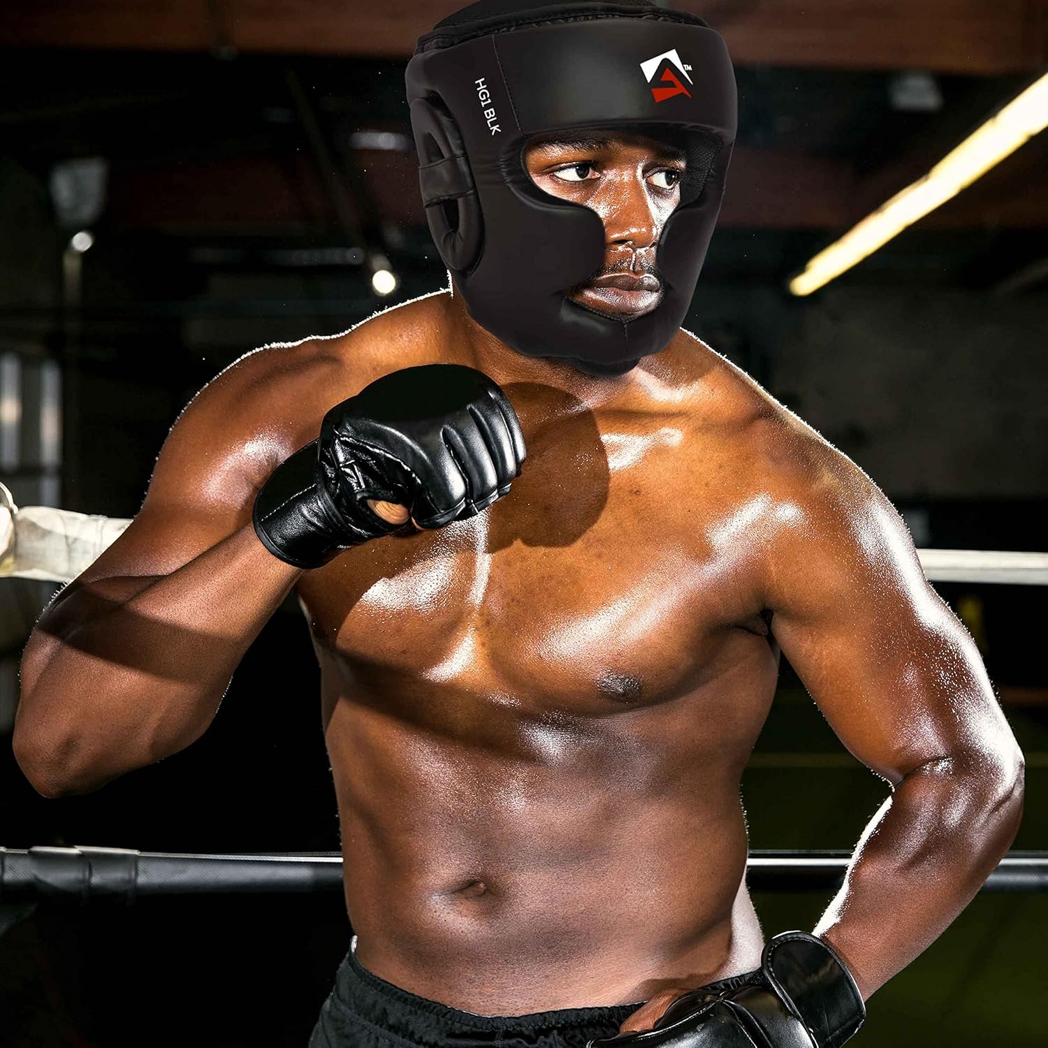 AQF Premium Full Face Boxing Headguard: MMA Training Headgear Muay Thai Sparring Protection