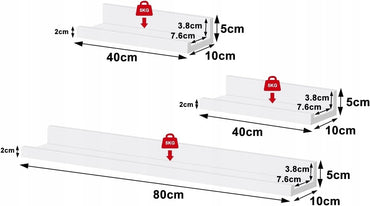 WOLTU Modern White Floating Wall Shelves Set, 3 Piece Display Ledges
