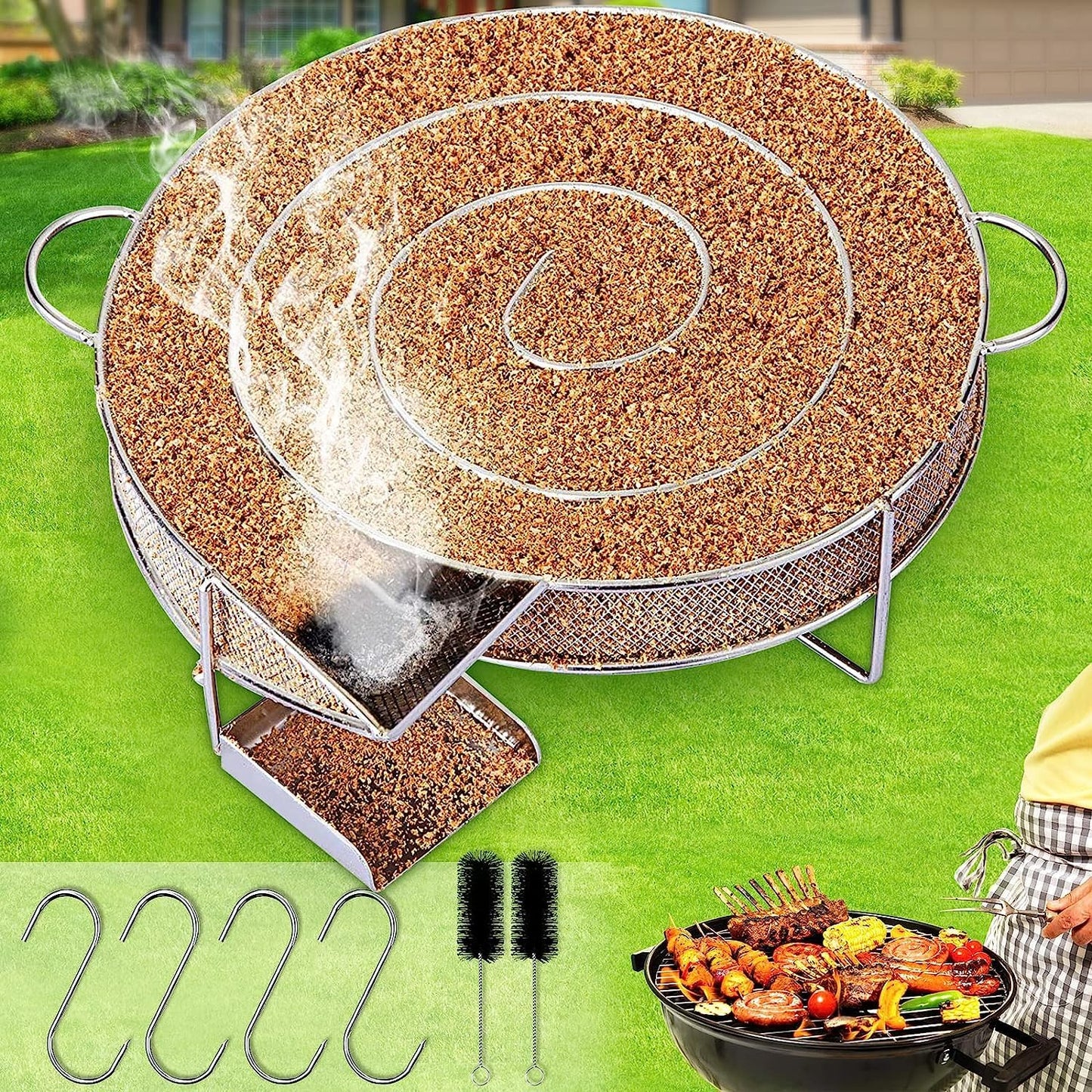 FunkySun Premium Round Cold Smoke Generator Stainless Steel 20x20x5cm