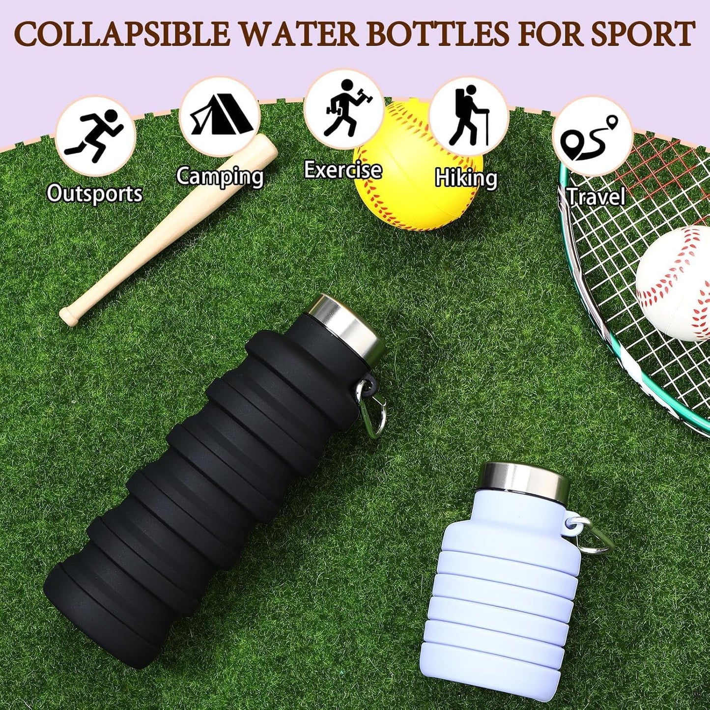 YelaJoy 17oz Collapsible Silicone Water Bottle with Leakproof Buckle