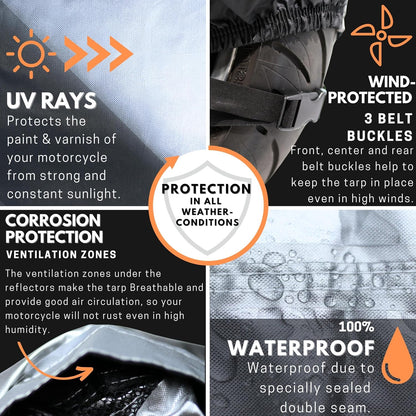 GLUECKSTAR Motorcycle Cover Waterproof Outdoor XL 244 cm