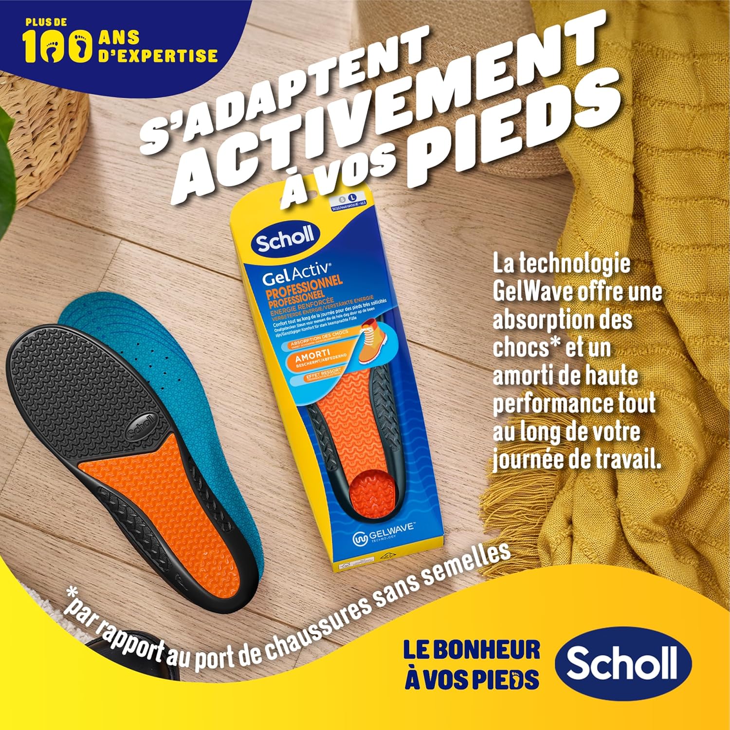 Scholl GelActiv Professional Work Insoles for Men – Shock‑Absorbing GelWave