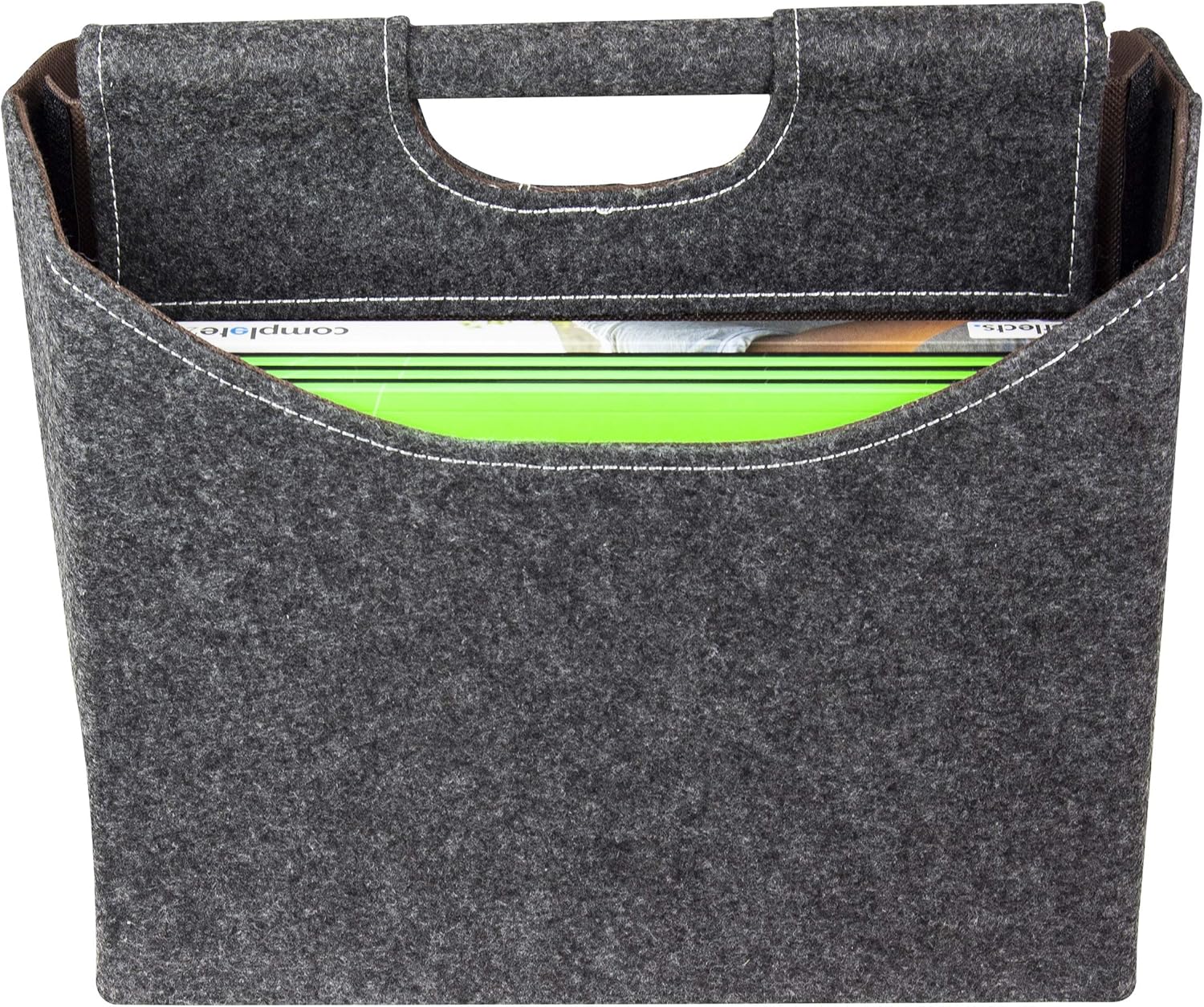 Anthracite Felt Newspaper Stand Foldable Magazine Organizer