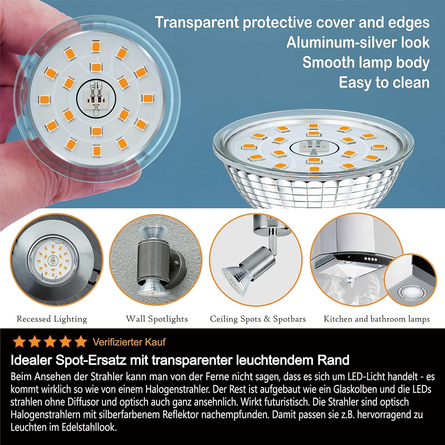 EACLL 4.9W GU10 Warm White LED Bulbs 8-Pack