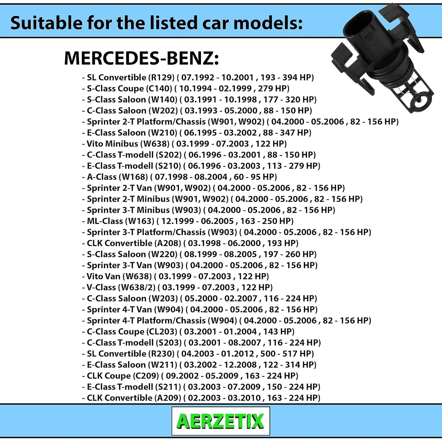 AERZETIX Intake Air Temperature Sensor C66421 Compatible with VW Mercedes-Benz Smart